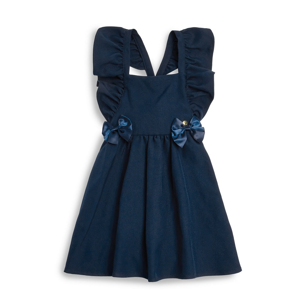 BTS Navy Flared Pinafore with Bow BTS Navy Flared Pinafore with Bow