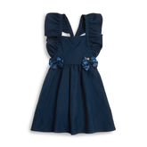 BTS Navy Flared Pinafore with Bow