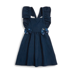 BTS Navy Flared Pinafore with Bow