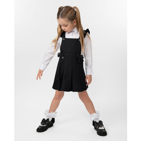 Caramelo Pleated Pinafore with Bow Black