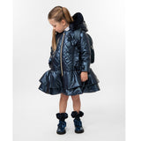 Navy quilted coat with bow from Caramelo Kids.