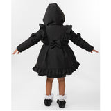 Caramelo Skirted Coat with Frill Detail Black