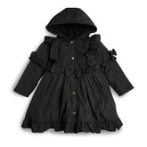 CARAMELO BTS Skirted Coat with Frill Detail Black