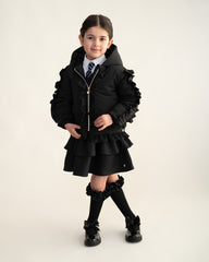 CARAMELO Girls Black Hooded Jacket with Frill