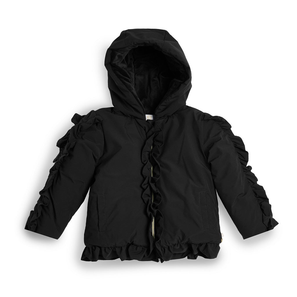 CARAMELO Girls Black Hooded Jacket with Frill