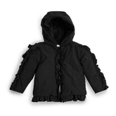 CARAMELO Girls Black Hooded Jacket with Frill