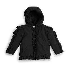 CARAMELO Girls Black Hooded Jacket with Frill