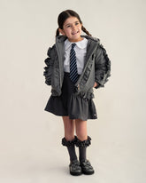 CARAMELO BTS Short Frilled Coat Grey