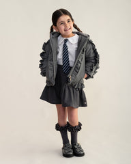 CARAMELO Girls Hooded Jacket with Frill Grey
