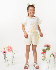 Caramelo Kids English Summer lemon stripe short set