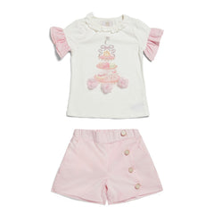 Caramelo Kids, the English Summer stripe short set features lemon hues