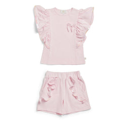 Caramelo Kids Elevated Ruffle Short Set Pink
