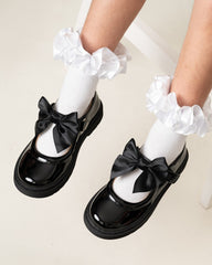 Caramelo BTS Bow School Shoes Black