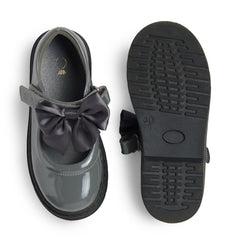 Caramelo BTS Bow School Shoes Grey