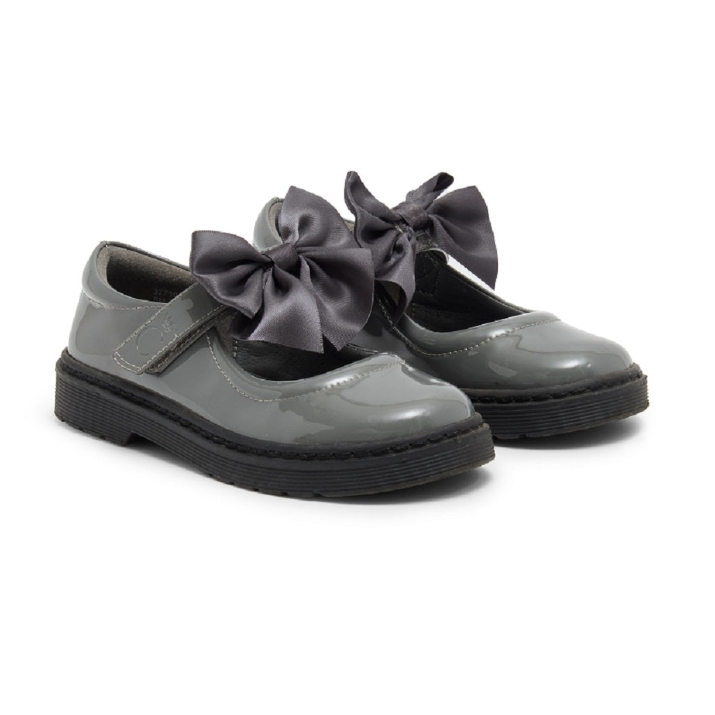 Caramelo BTS Bow School Shoes Grey