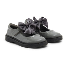 Caramelo BTS Bow School Shoes Grey