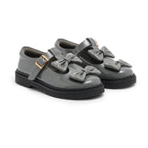 Caramelo BTS Double Bow School Shoes Grey