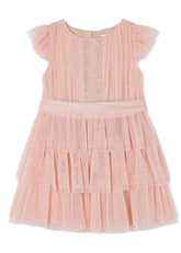 Mayoral Pearl Girls Pleated Tulle Dress Nude