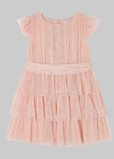 Mayoral Pearl Girls Pleated Tulle Dress Nude