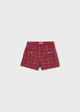 Mayoral Mini Girls Classic tweed bermda shorts in rich red