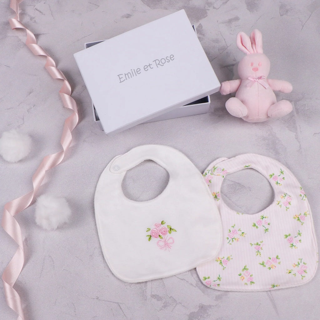 TILDA Pink Floral Print Bibs & Toy Set