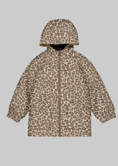 Mayoral Girls Raincoat in chestnut with leopard print.