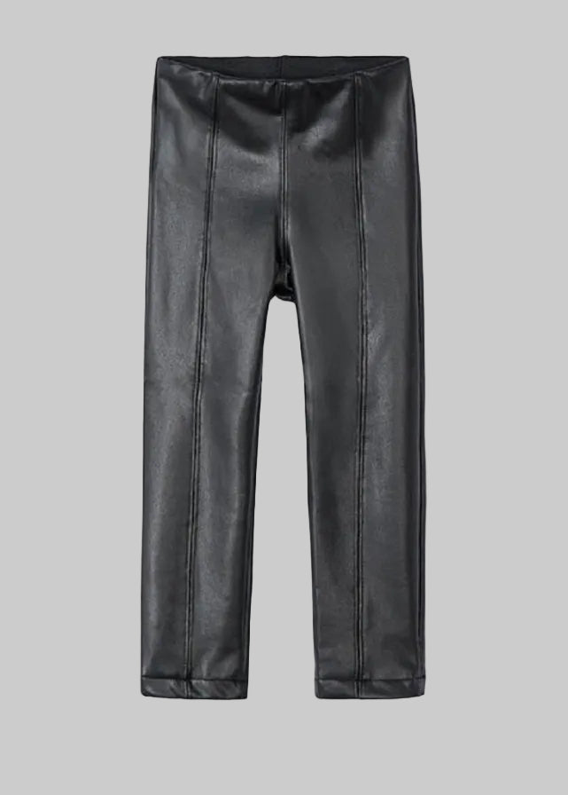 Mayoral Girls synthetic leather leggings black