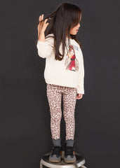 Mayoral knit leggings set featuring a striking leopard print on a warm chestnut base