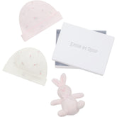 LINZI 2 Hat Gift Set with Embroidered Rosebud & Toy