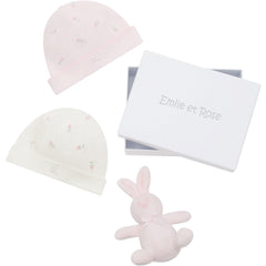 LINZI 2 Hat Gift Set with Embroidered Rosebud & Toy