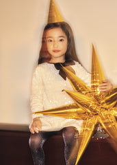 Mayoral sequin dress for girls featuring a charming bow detail.