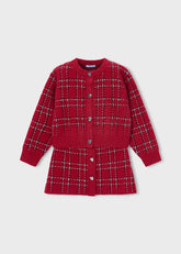 Mayoral Girls Red Tricot Skirt Set – a coordinated cardigan and skirt duo