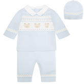 EMILE et ROSE KIPLING Baby Blue Jumper Trousers Hat Set