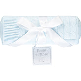 EMILE ET ROSE Gino An absolute essential for newborn babies, is this blue knitted baby blanket.