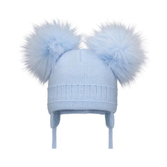 Pom Pom Envy Double Cable Hat Blue