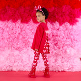 ADEE Lola Heart Print Legging Set Red