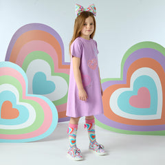 ADEE Evangeline Heart T-Shirt Dress Violet