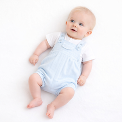 PASTELS & Co Harold dungaree set in soft pale blue for baby boys.