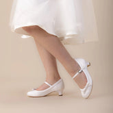 BETH Girls Satin Bow Diamante Shoes