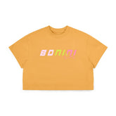 BONINI by ADee The Shine cropped logo t-shirt features a gradient colour logo across the front. Florida Orange