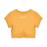 BONINI by ADee The Aspire short sleeve ruched t-shirt. Made from our signature fabric, a blend of polyester and elastane for ultimate stretch and comfort, it features ruched detail on the front and is finished with Bonini branding on the front. Florida Orange