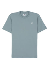 CP Company Kids Cotton short sleeved t-shirt. Chest and back with printed logo, ribbed crewneck. Regular Fit. Silver Blue
