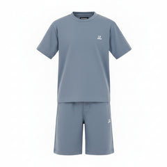 C.P. COMPANY Boys Cotton Jersey T-shirt with matching shorts
T-SHIRT Ribbed crewneck, chest printed logo. Silver Blue