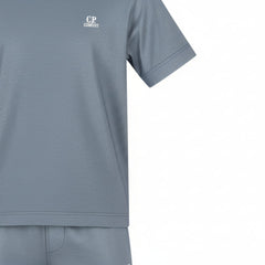 C.P. COMPANY Boys Cotton Jersey T-shirt with matching shorts
T-SHIRT Ribbed crewneck, chest printed logo. Silver Blue