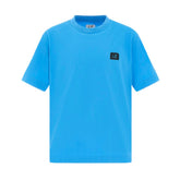 Classic C.P. COMPANY tee with embroidered logo patch and ribbed crew neckline.