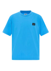 Classic CP Company Kids t-shirt with embroidered logo patch and ribbed crew neckline.