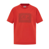 CP Company Kids Chest printed logo t-shirt, ribbed crewneck. Regular Fit. Red