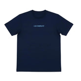 C.P. COMPANY Boys Cotton short sleeved t-shirt. Chest and back with printed logo, ribbed crewneck. Maxi Fit. Total Eclipse Blue