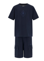 C.P. Company Kids Cotton Jersey T-shirt and cargo shorts. Eclipse Blue