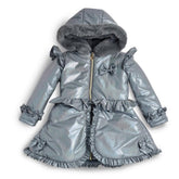 Girls Grey Jacket with fur trim hood